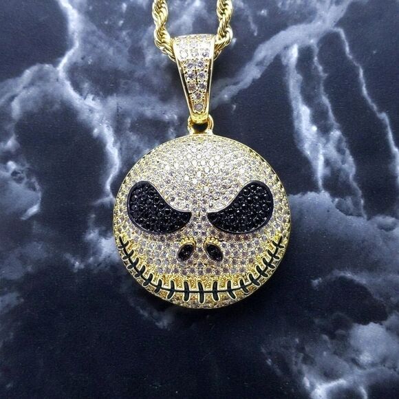 20"Rope Chain + 14K Gold Finish Nightmare Jack - Picture 1 of 12